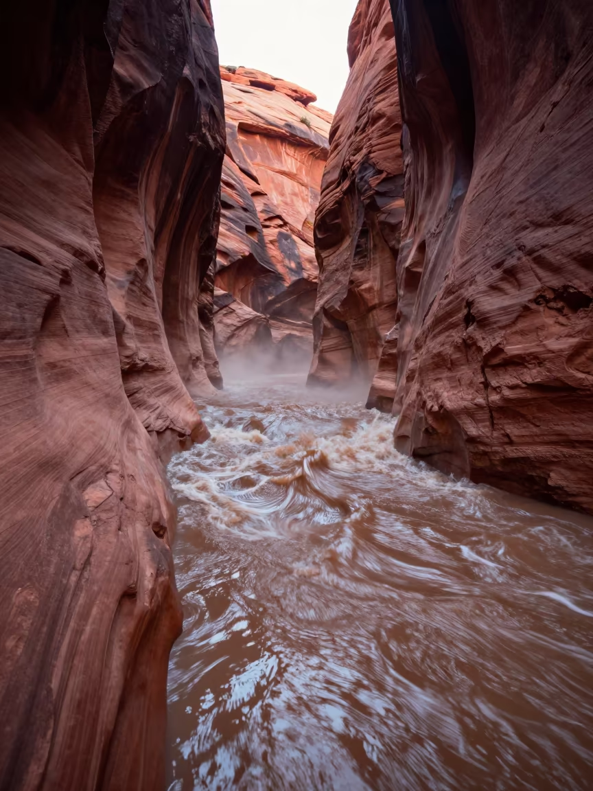 Flash Flood Carving Canyon New Mexico Evening in in New Mexico