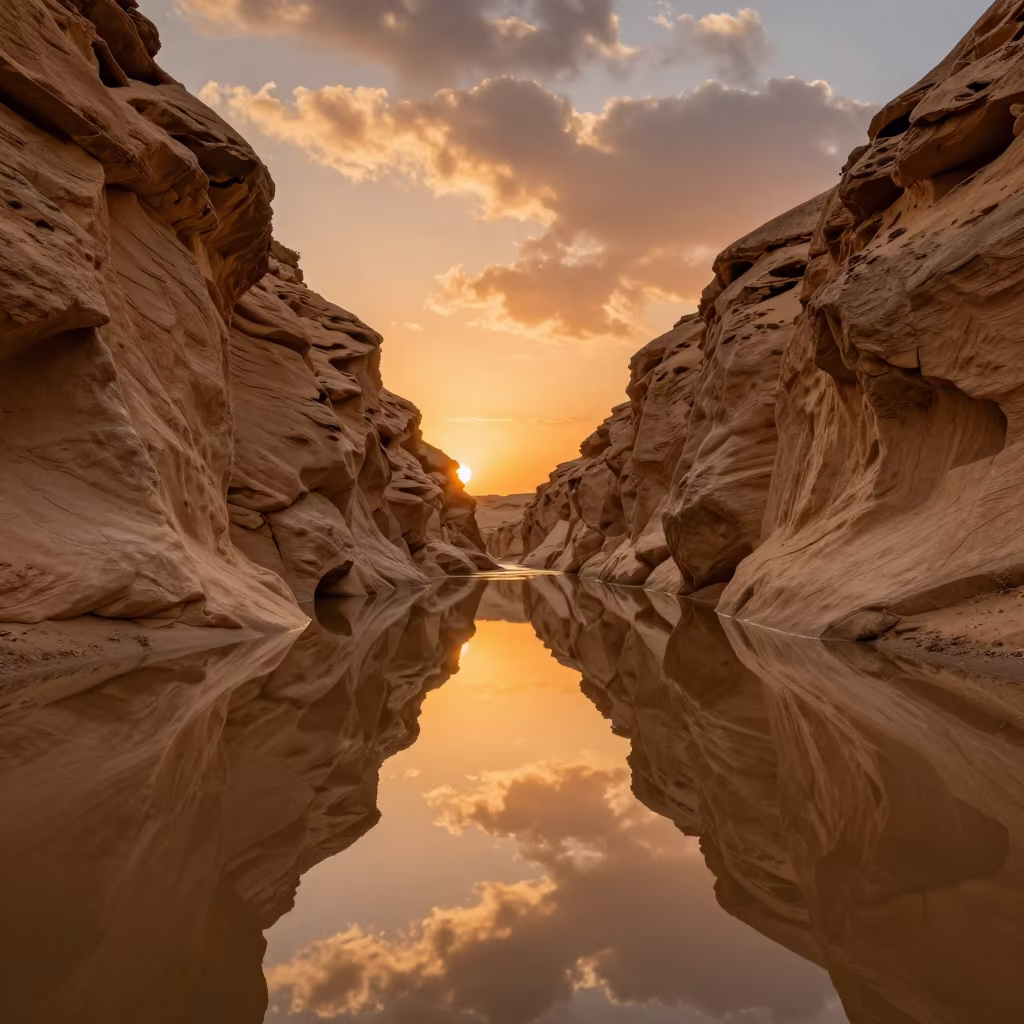 Flash Flood Mirror Canyon Libya Sunset in in Libya