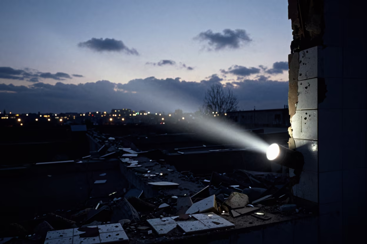 Flashlight Beam Over Flaked Paint Near Belbis in near Belbis