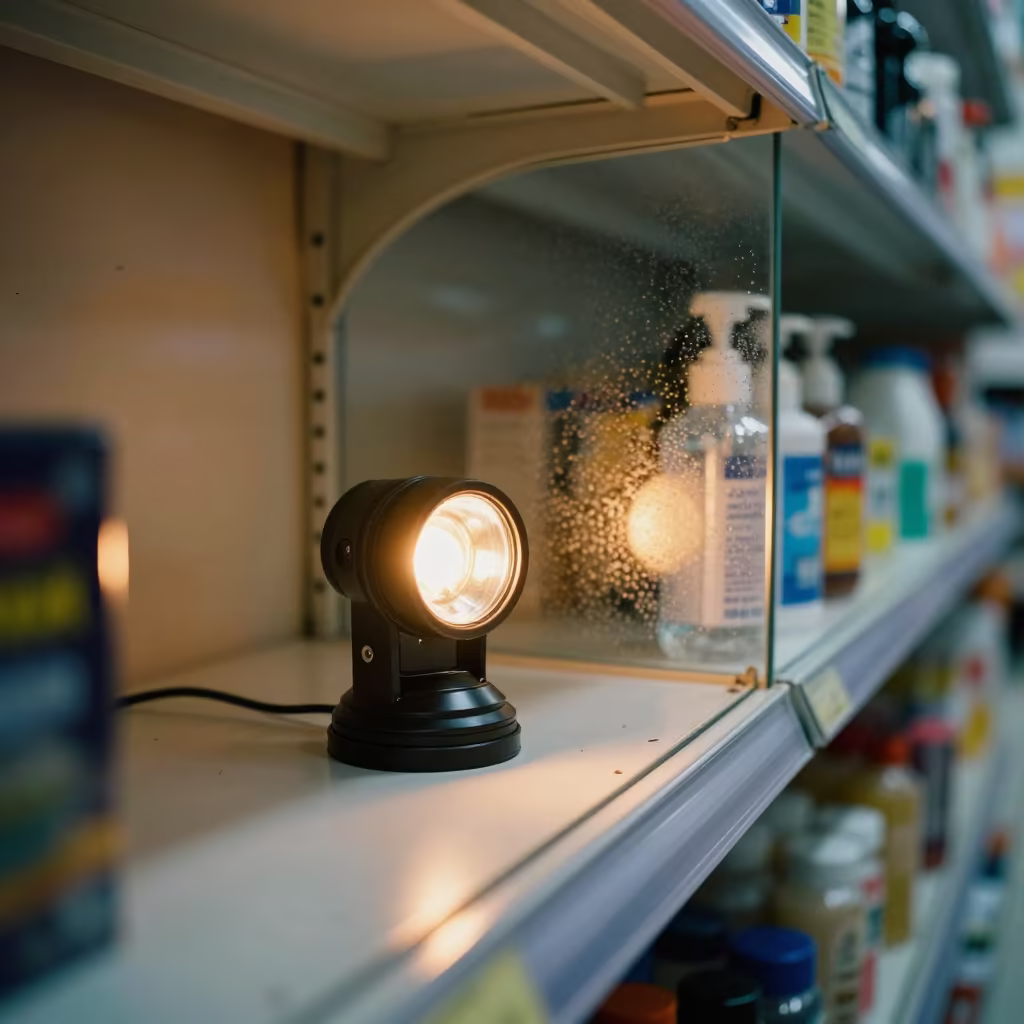 Flashlight Dock in Retail Aisle Twilight in inside a bright retail aisle near Mashhad