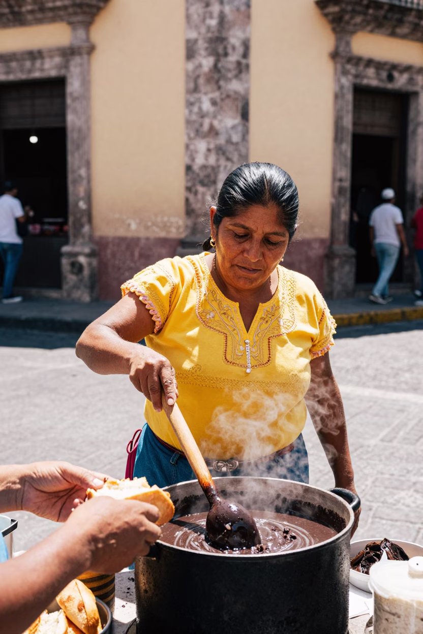 Flat Noon Light in Oaxaca Mexico Candid Street Scene in in Oaxaca, Mexico