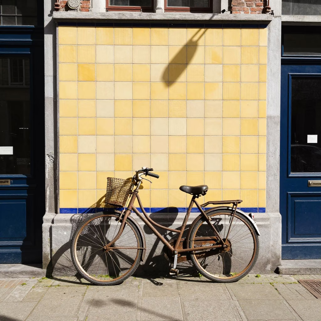 Flat Noon Light on Bicycle in in Brussels, Belgium
