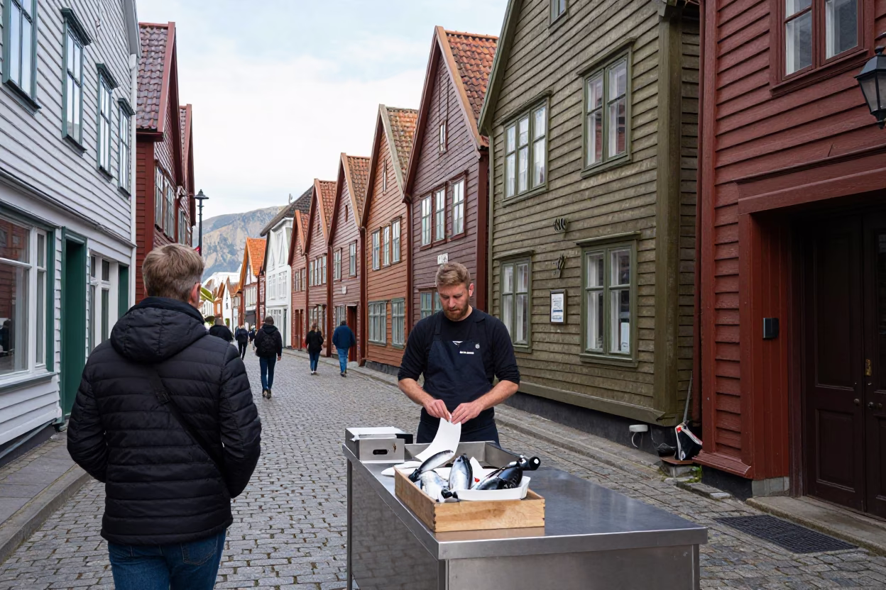 Flat Noon Light on Customer in Bergen in in Bergen, Norway