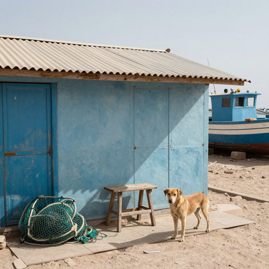 Flat Noon Light on Dog in Alexandria in in Alexandria, Egypt