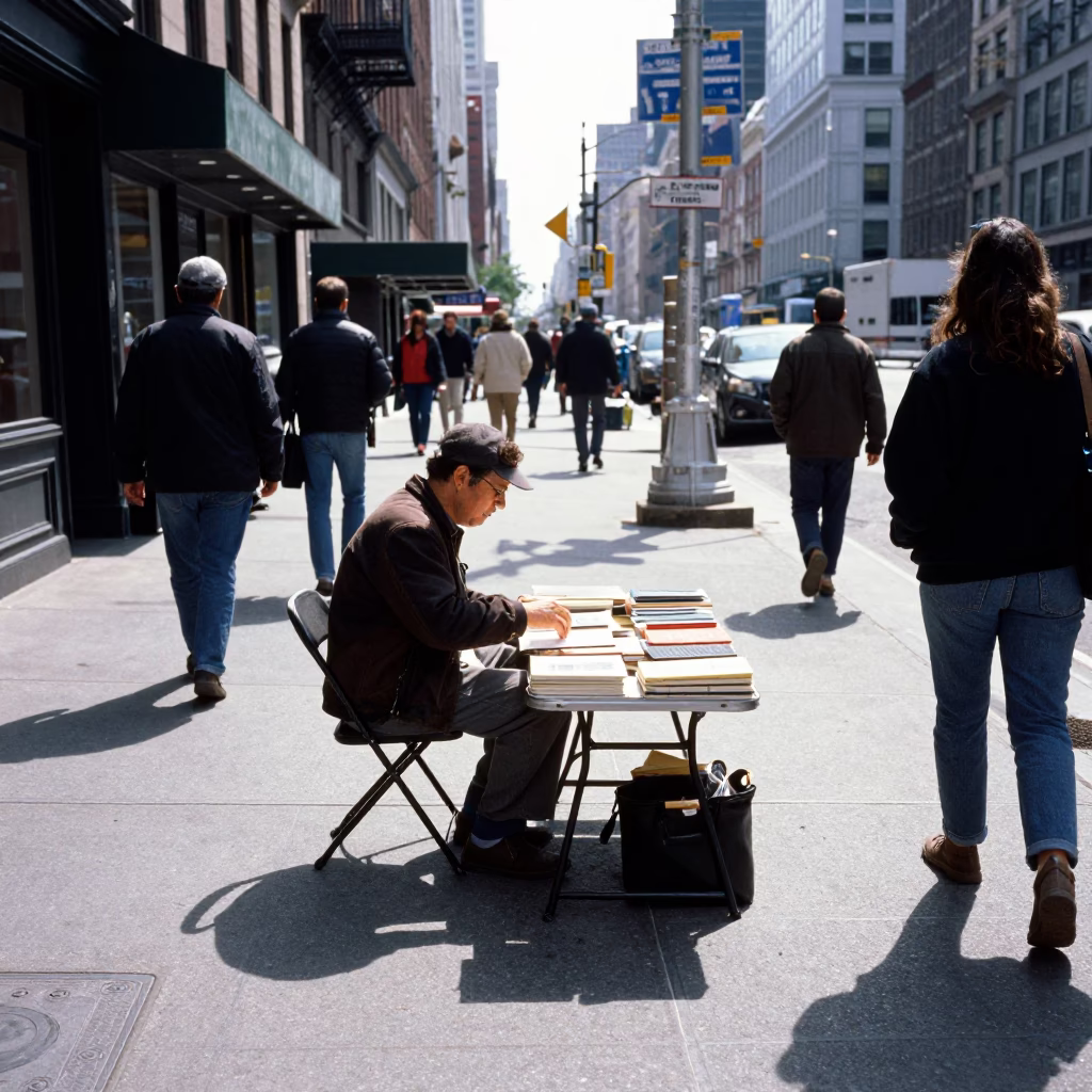 Flat Noon Light on Folding Tables in New York in in New York, New York, United States