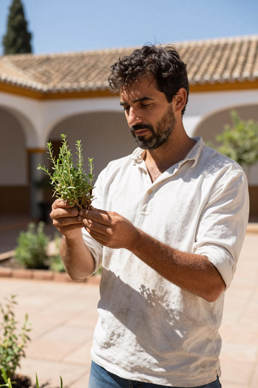 Flat Noon Light on Herb in in Seville, Spain