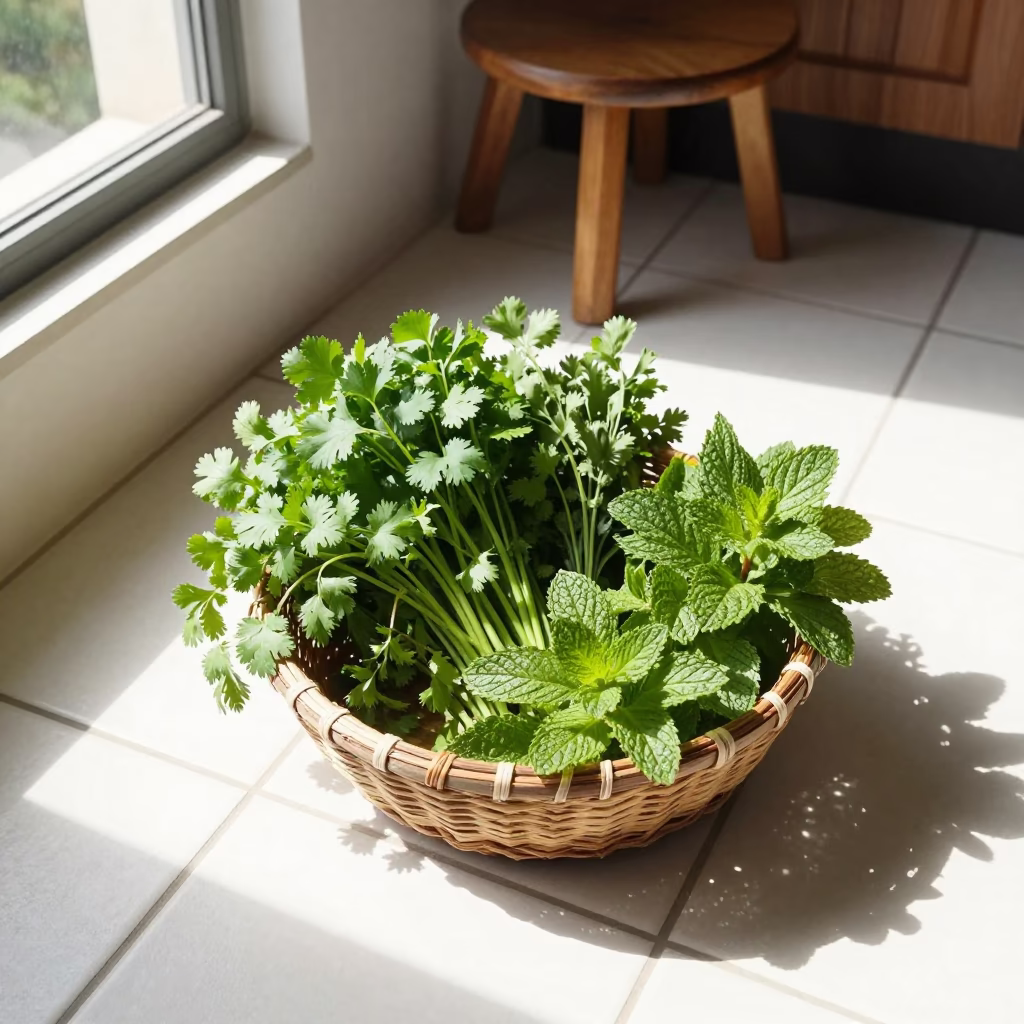 Flat Noon Light on Herbs in Medellin in in Medellin, Colombia
