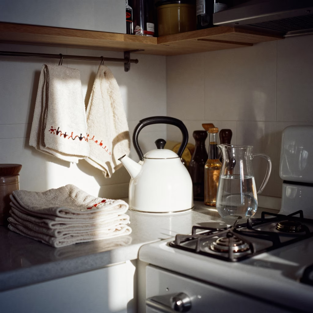 Flat Noon Light on Kitchen Counter in Madrid in in Madrid, Spain
