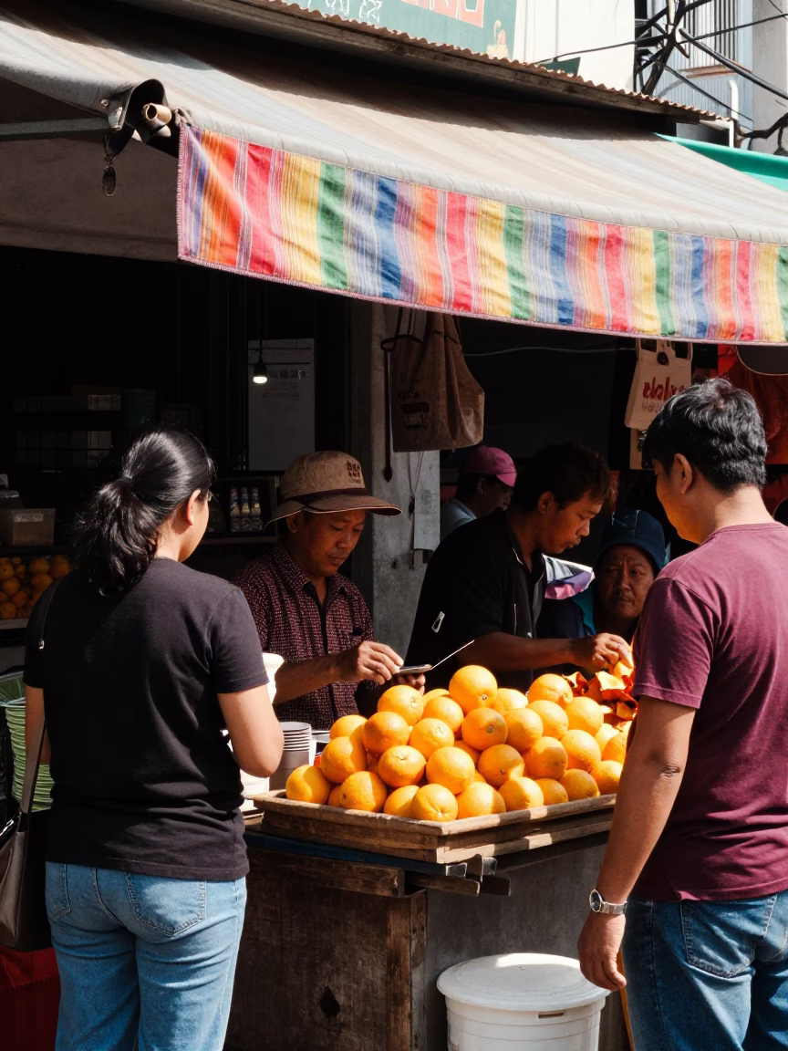 Flat Noon Light on Market Stall in Kuala Lumpur in in Kuala Lumpur, Malaysia