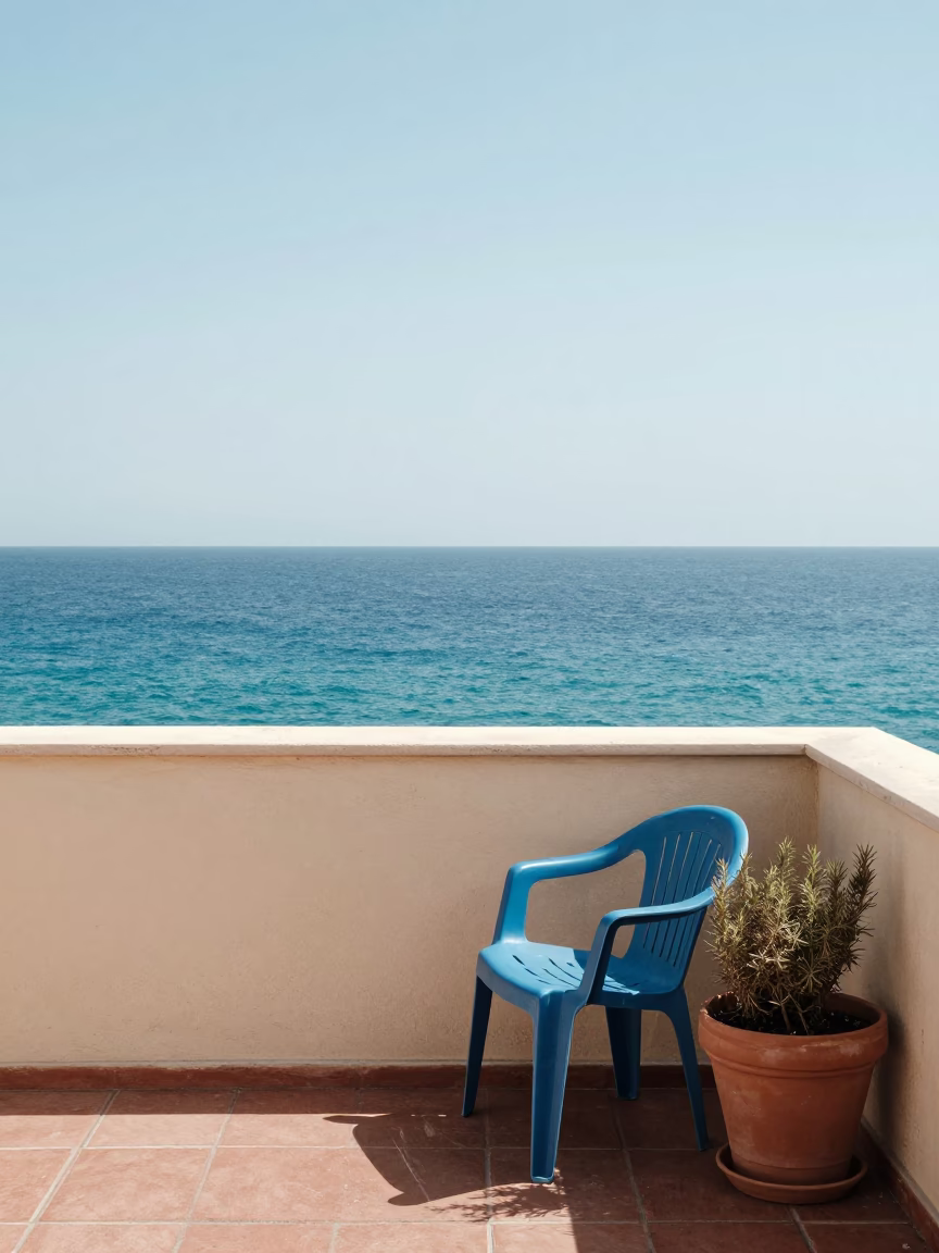 Flat Noon Light on Mediterranean in in Nice, France