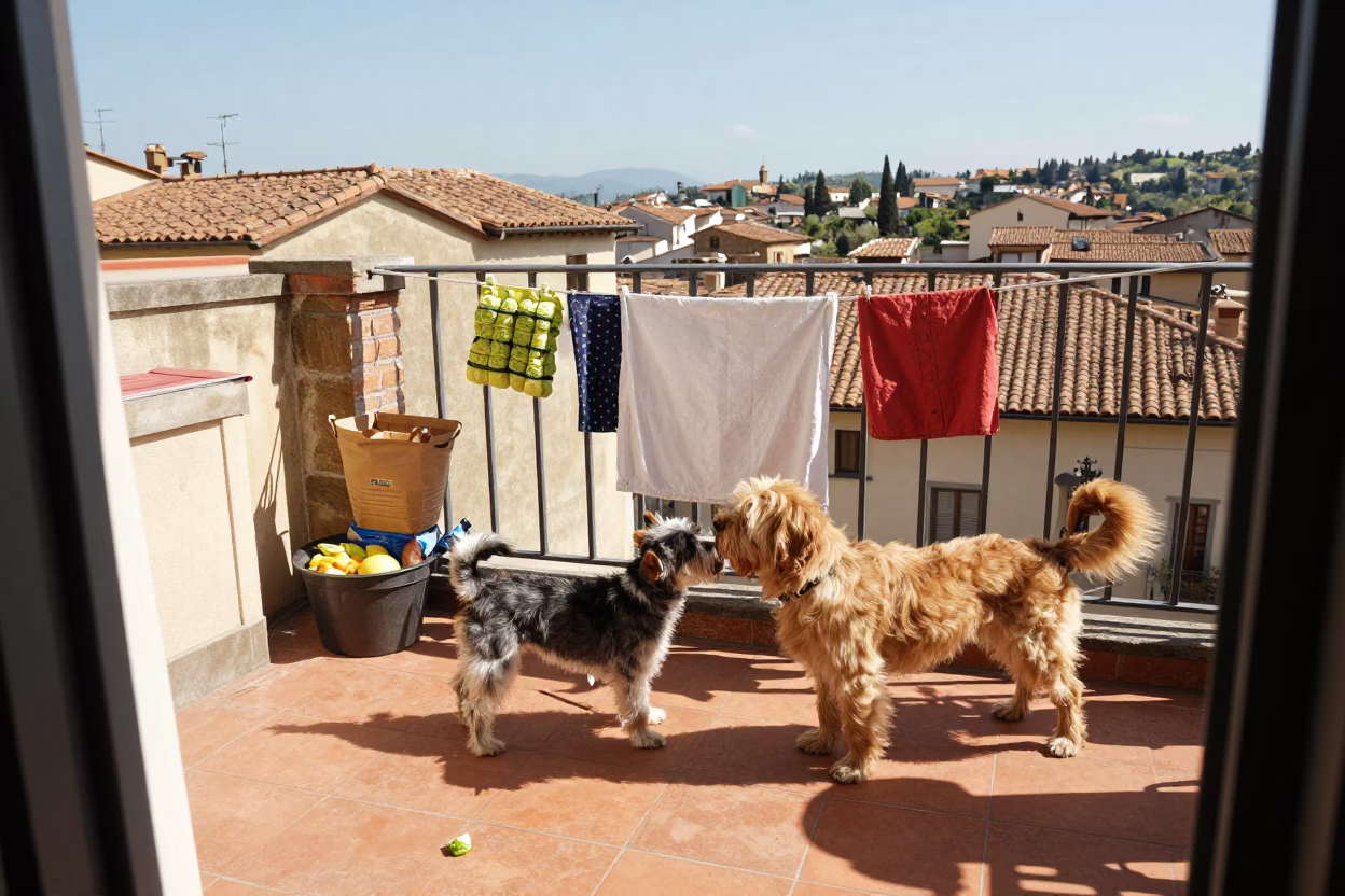 Flat Noon Light on Produce in in Florence, Italy