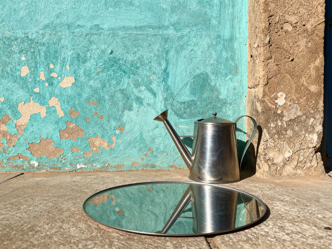 Flat Noon Light on Steel Reflection in Fez in in Fez, Morocco