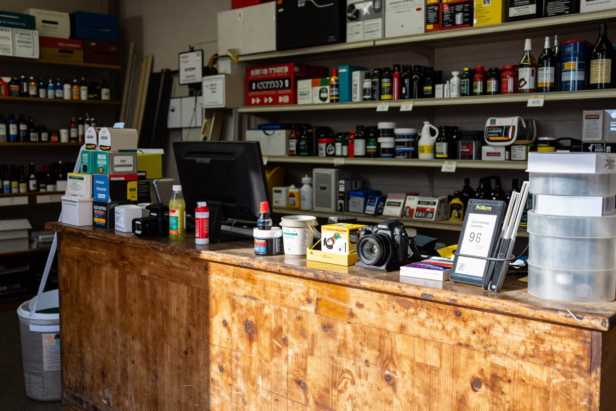 Flat Noon Light on Store Counter in Melbourne in in Melbourne, Victoria, Australia