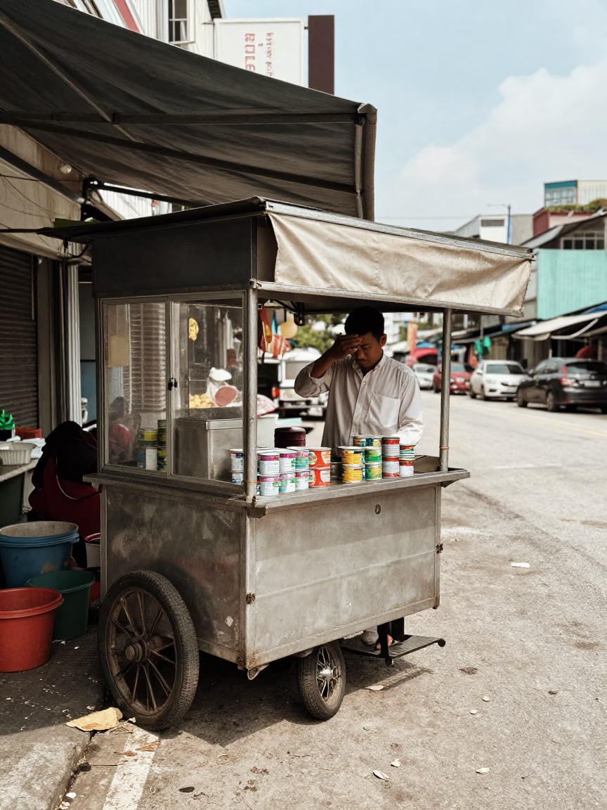 Flat Noon Light on Street Corner in Kuala Lumpur in in Kuala Lumpur, Malaysia