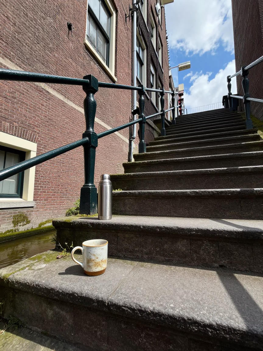 Flat Noon Light on Thermos in in Amsterdam, Netherlands