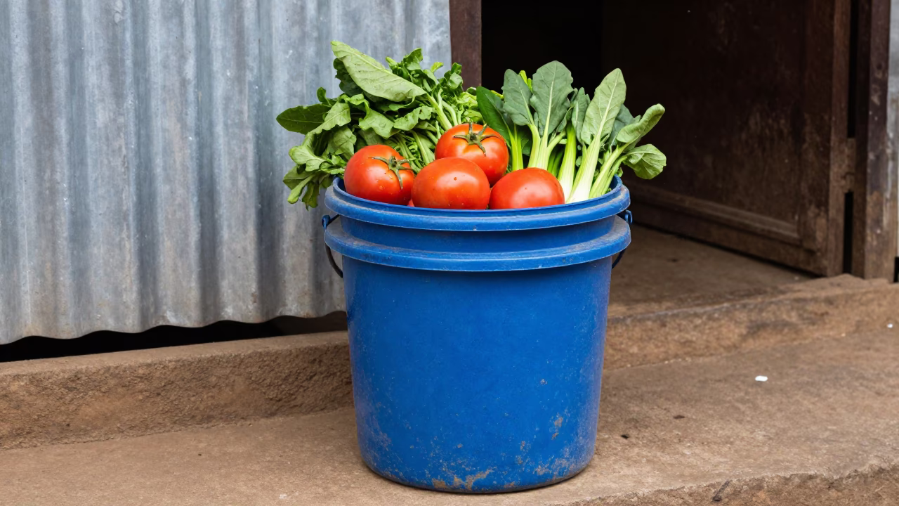 Flat Noon Light on Vegetables in in Nairobi, Kenya
