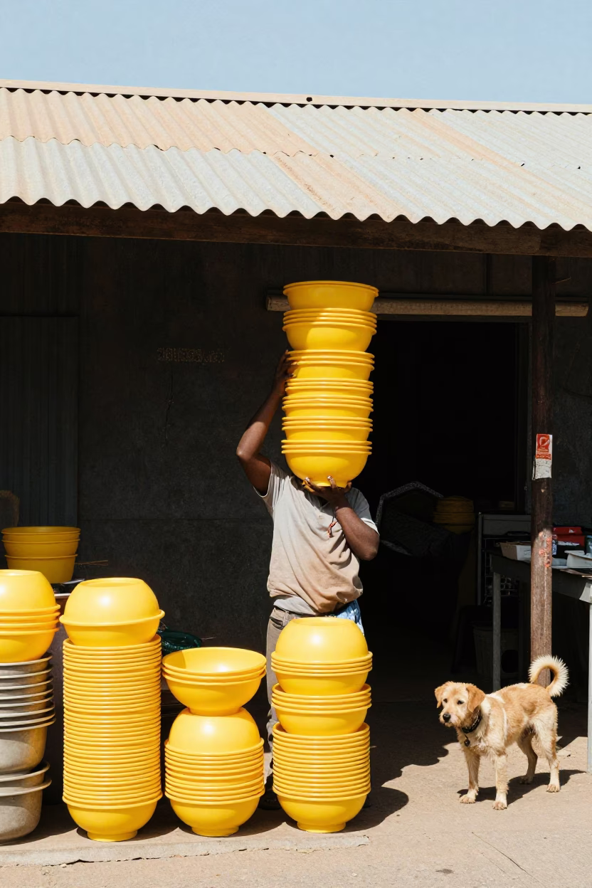 Flat Noon Light on Vendor in Durban in in Durban, South Africa