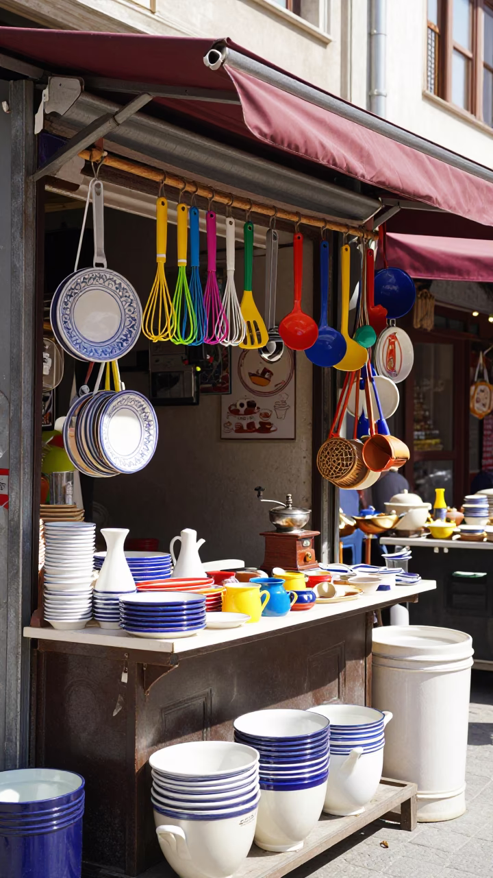 Flat Noon Light on Vendor Stall in Istanbul in in Istanbul, Turkey