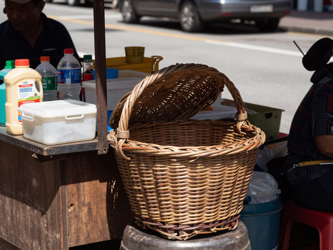 Flat Noon Light Reveals Urban Singapore Street Corner Details in in Singapore, Singapore