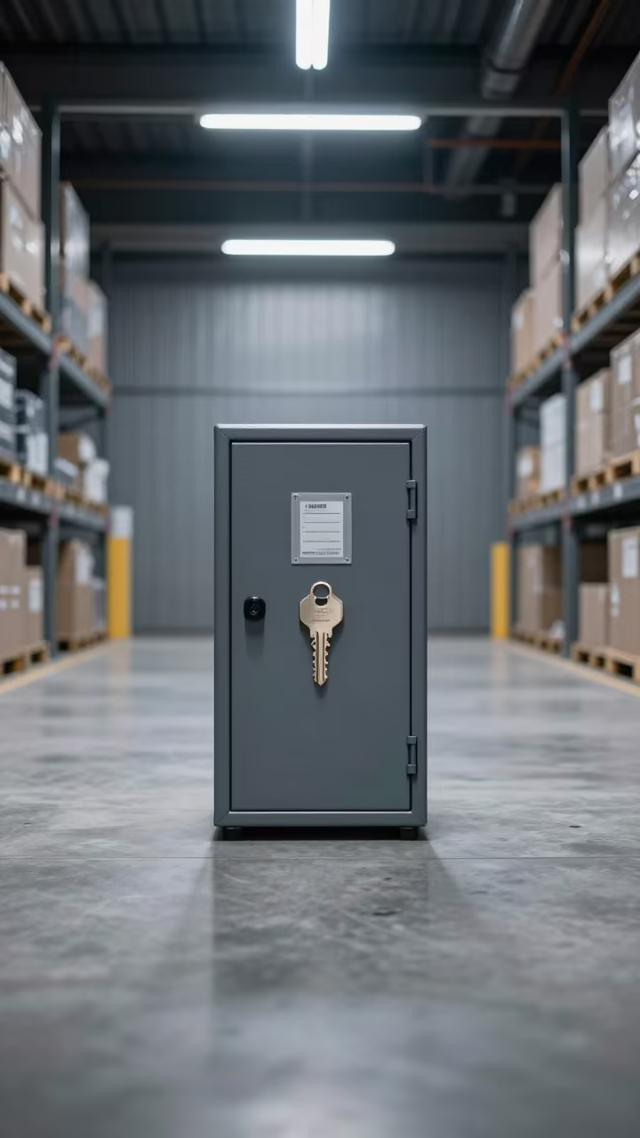 Fleet Key Drop Safe in Amsterdam Night Warehouse in inside a chilled distribution bay in Amsterdam