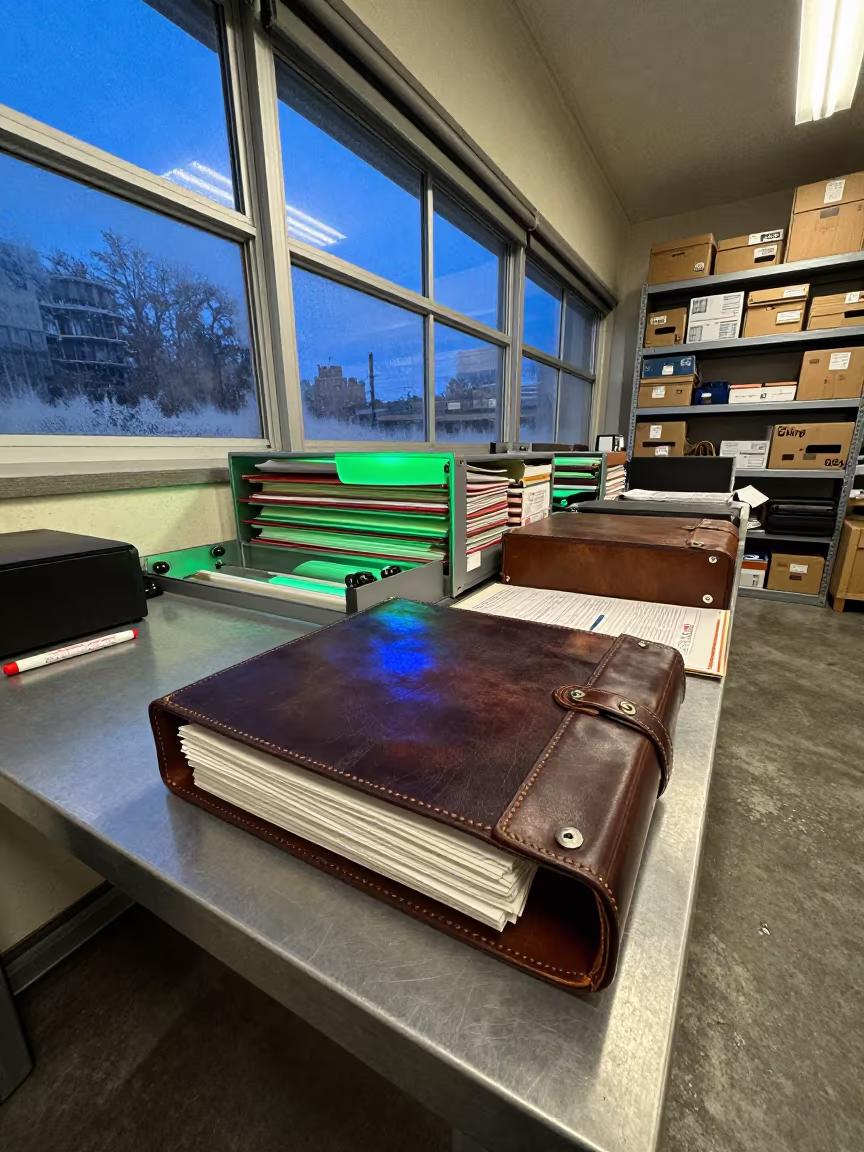 Fleet Toll Binder Dispatch Office Night in inside a dispatch office above the dock in San Francisco