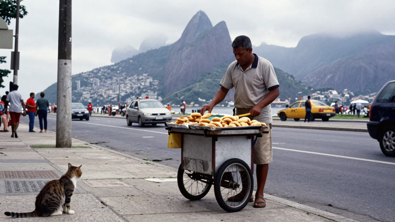 Flipping Pastries in Rio De Janeiro in in Rio de Janeiro, Brazil
