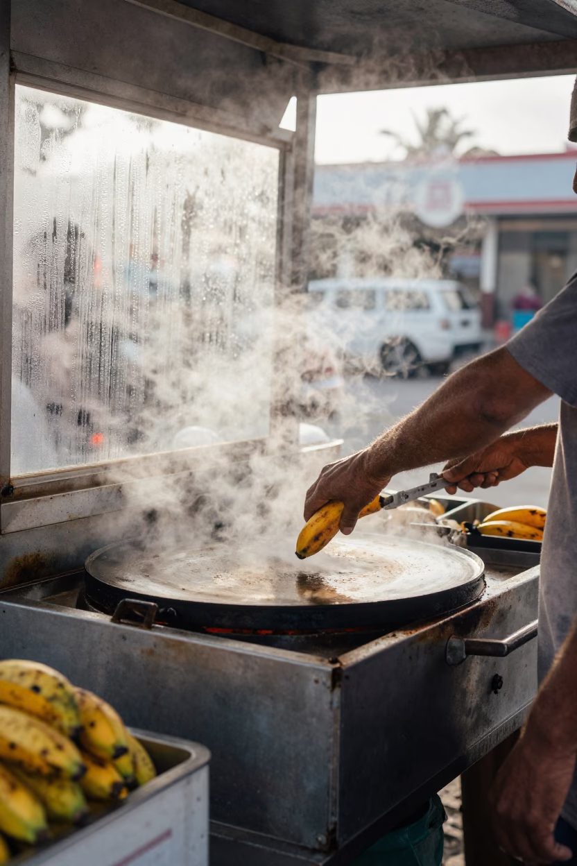 Flipping Plantains in Miami in in Miami, Florida, United States