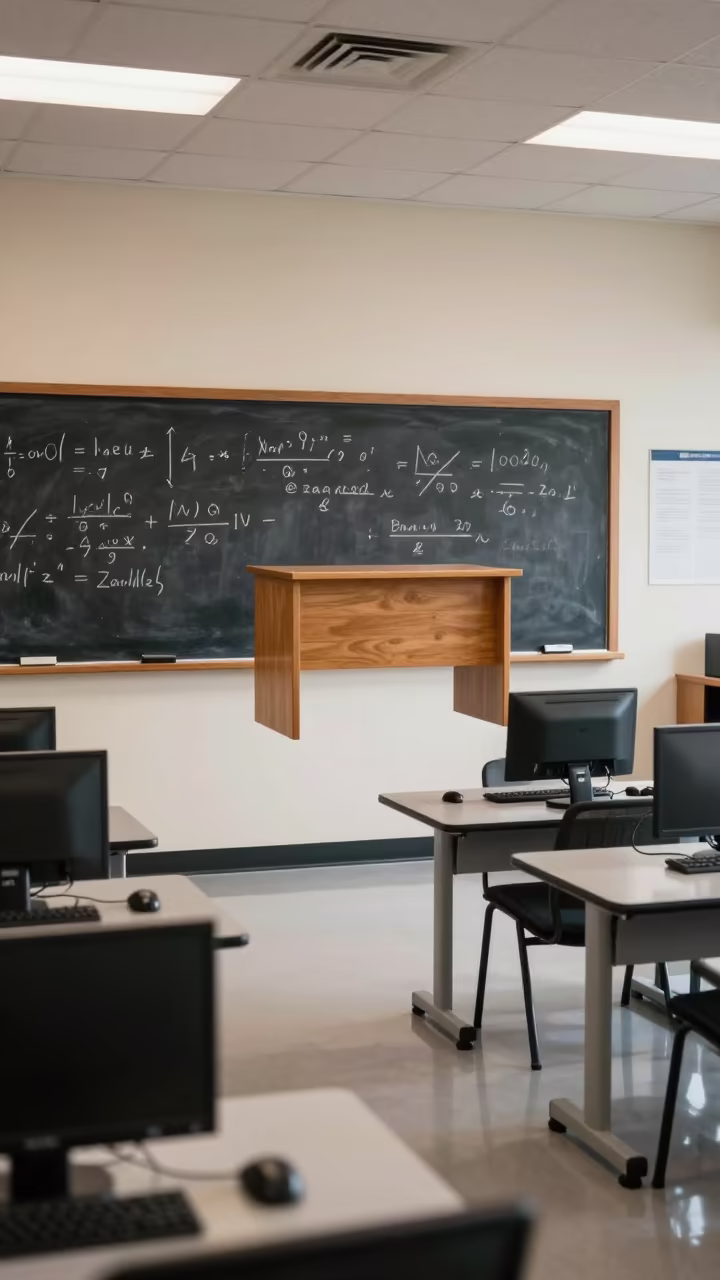 Floating Desk and Equations in San Diego Lab in in a computer lab before lessons in San Diego