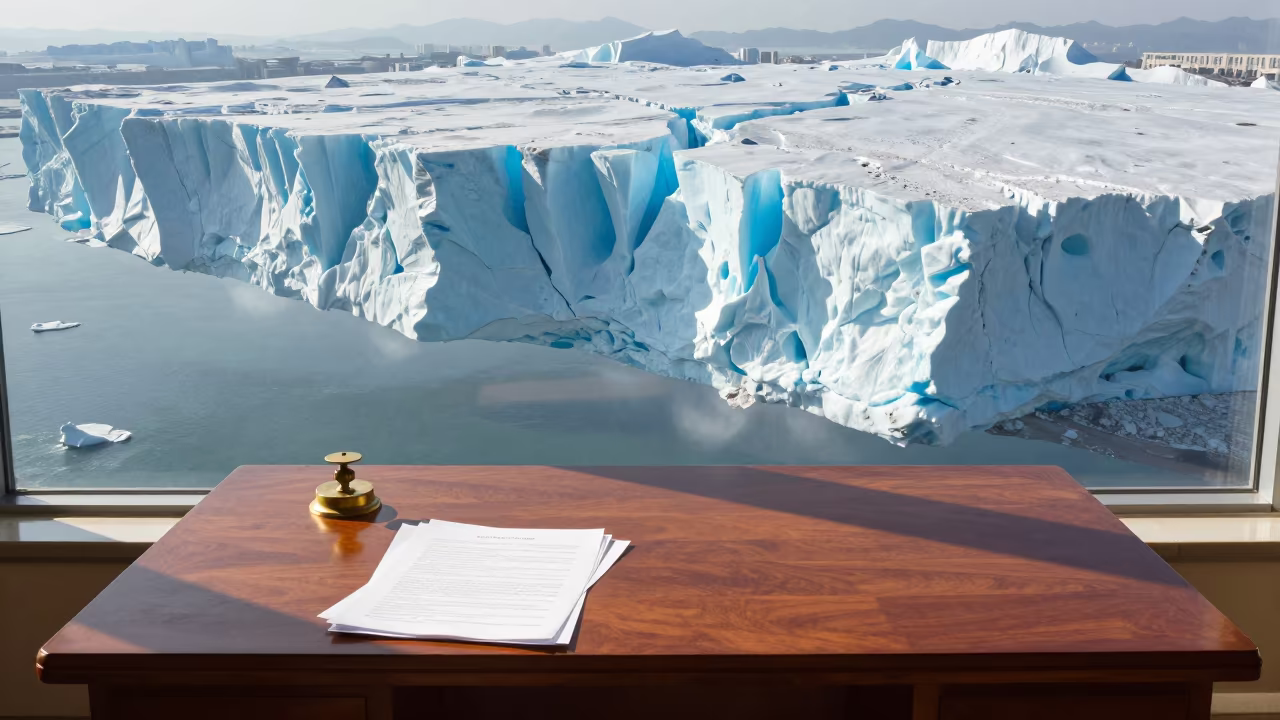 Floating Icefall on Hong Kong Desk in on a writing desk in Hong Kong