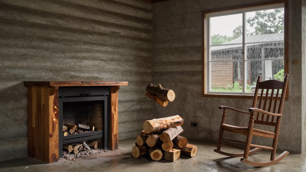 Floating Kindling Porch Late Afternoon Rain in on a porch with a rocking chair near Puerto Cabello