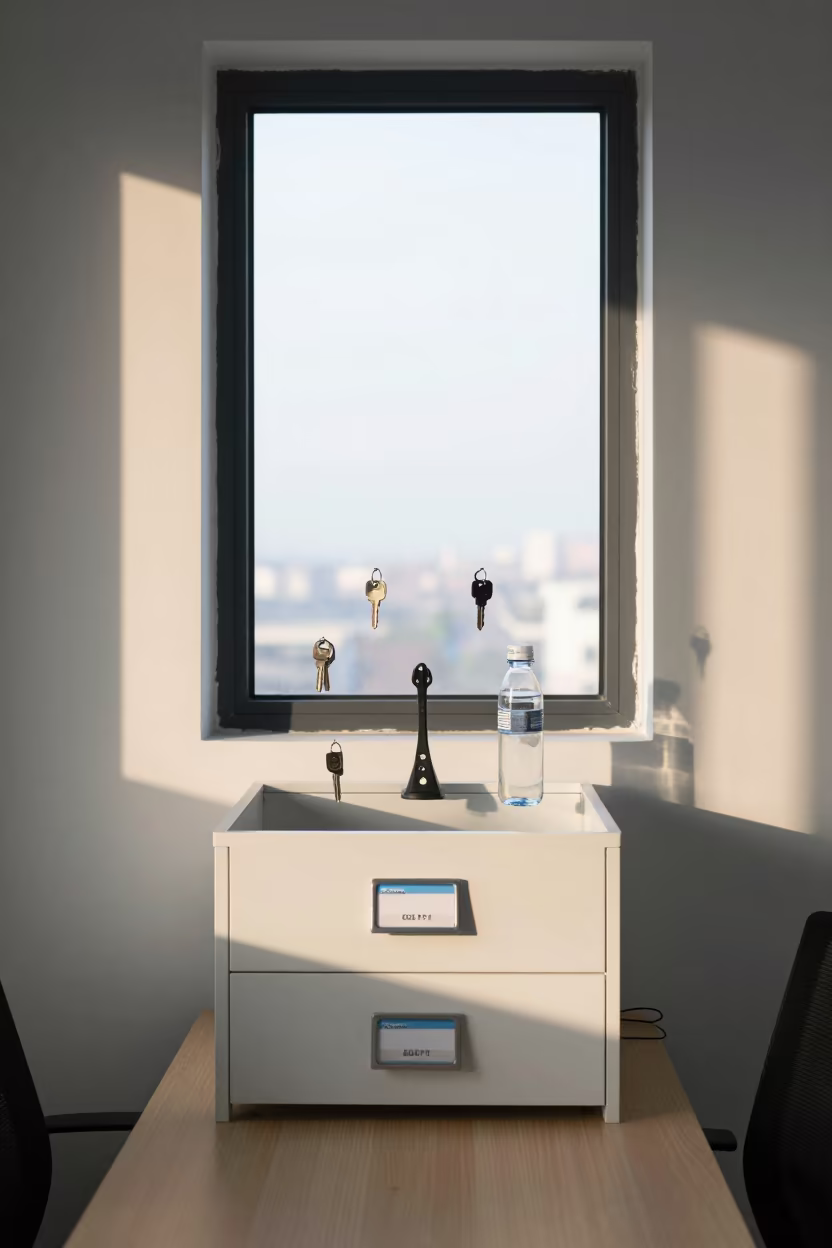 Floating Nameplate Drawer in Beijing Coworking in inside a coworking floor in Wangfujing, Beijing
