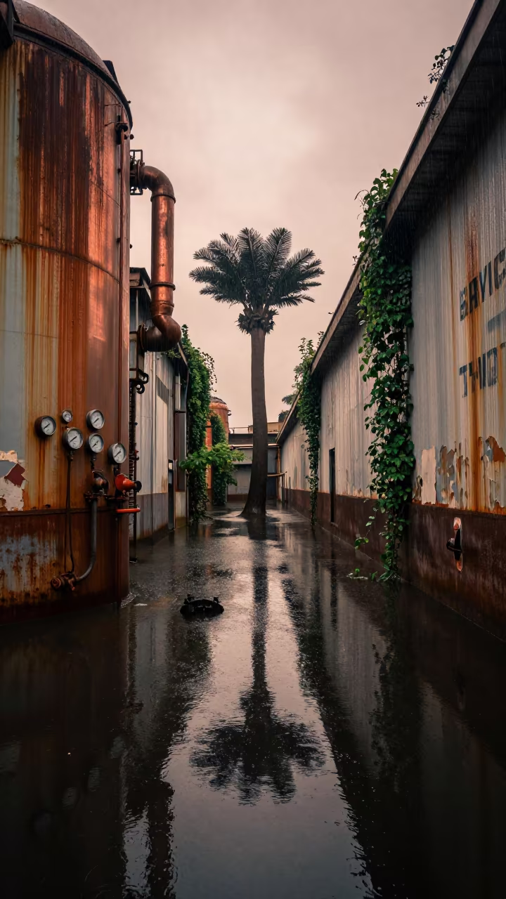 Flooded Boiler Room Vine Corridor Harare in along a vine-choked corridor near Harare