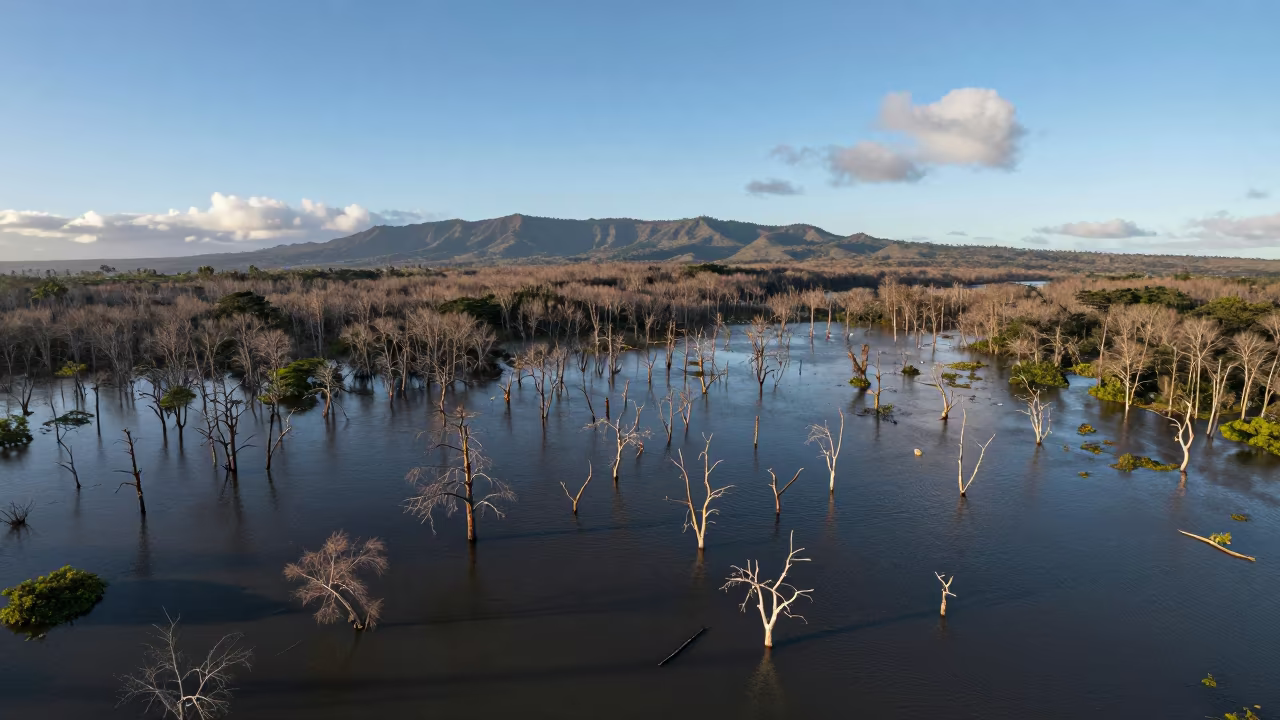 Flooded Forest of Dead Trunks in Hawaii in in Hawaii