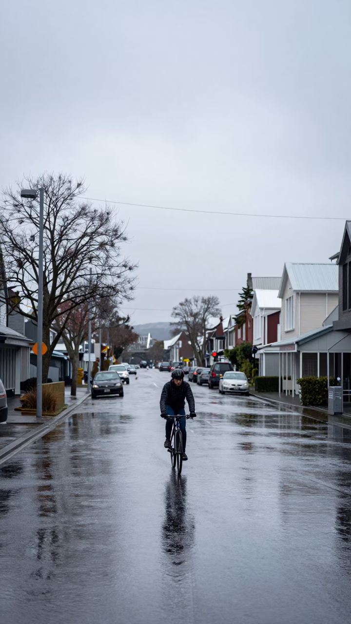 Flooded Street in Christchurch in in Christchurch, New Zealand