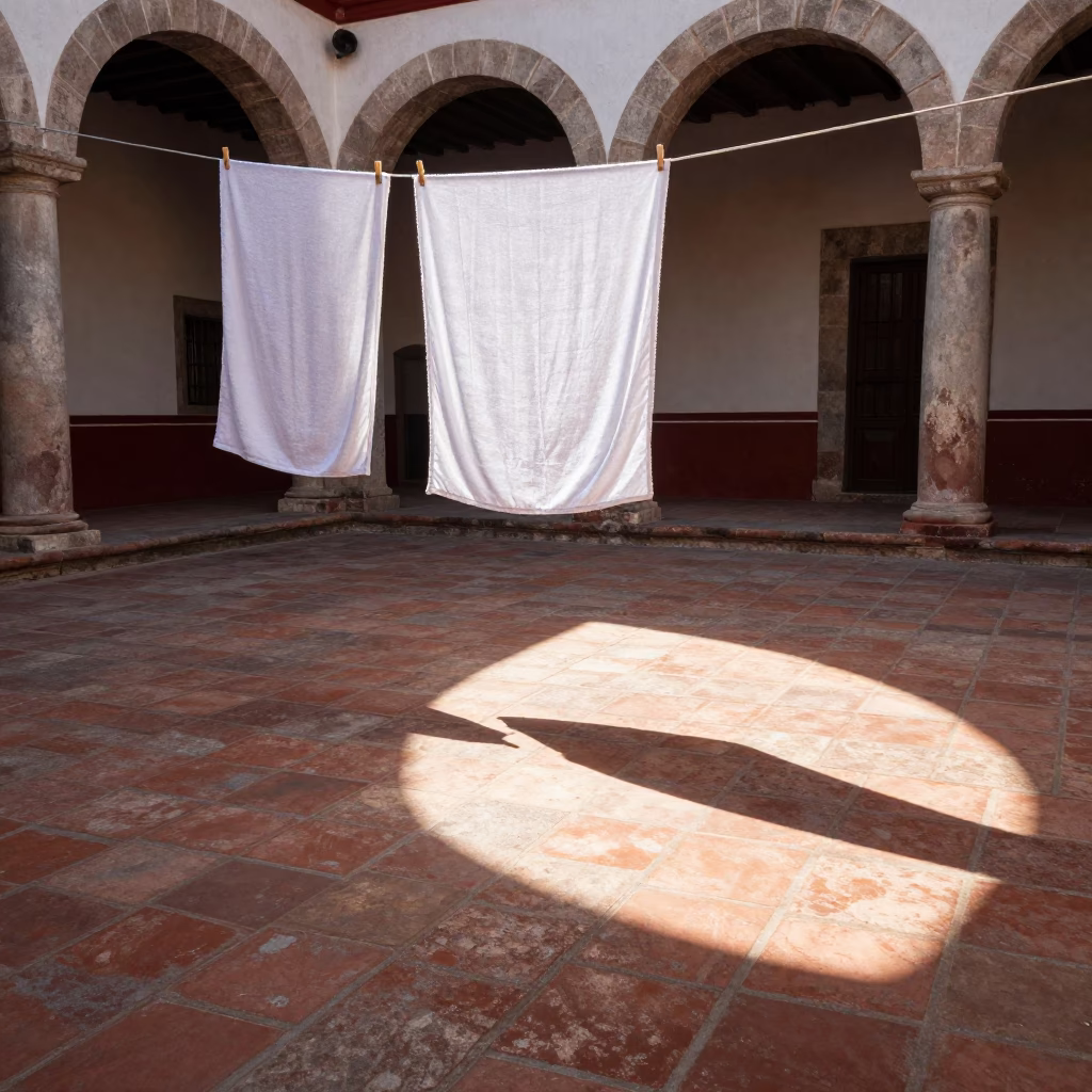 Floor Courtyard in Oaxaca at As First Light Reaches The Scene in in Oaxaca, Mexico