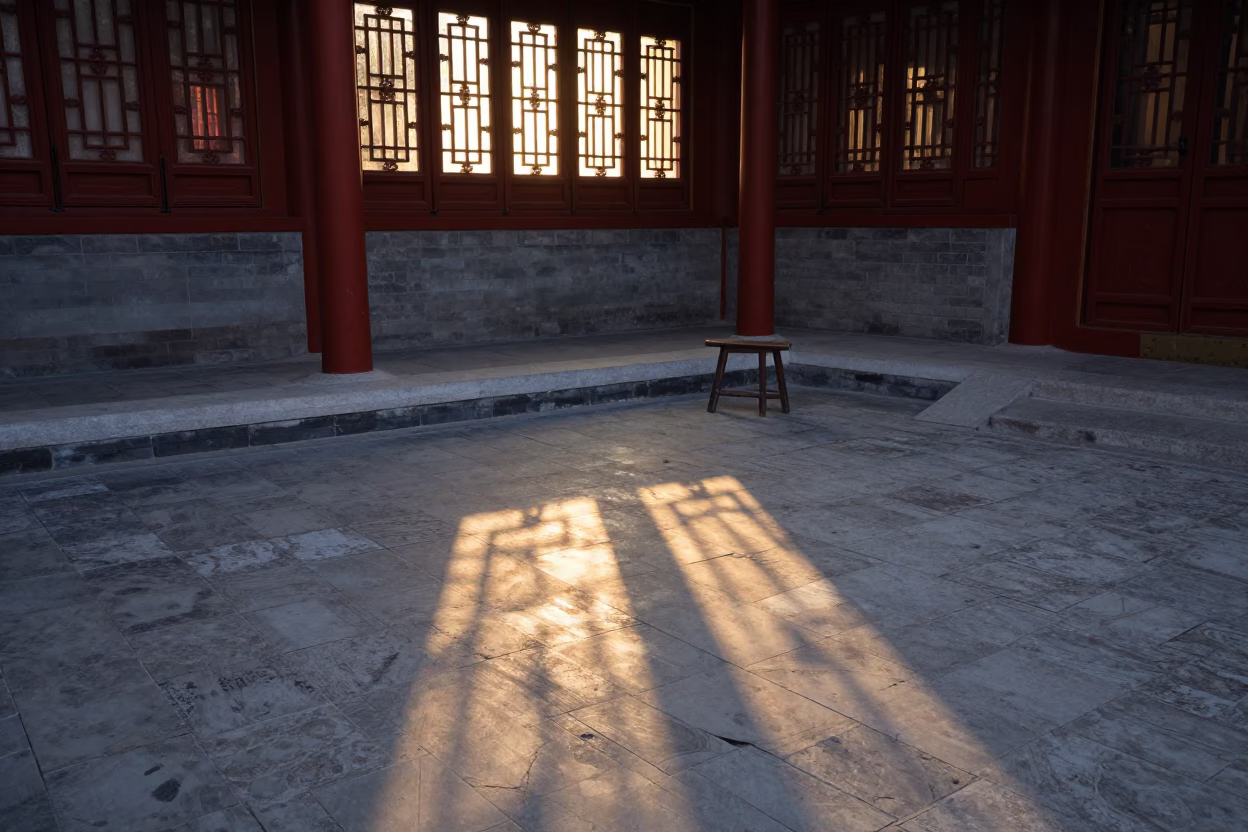 Floor Tiles in Beijing at Golden Hour in in Beijing, China