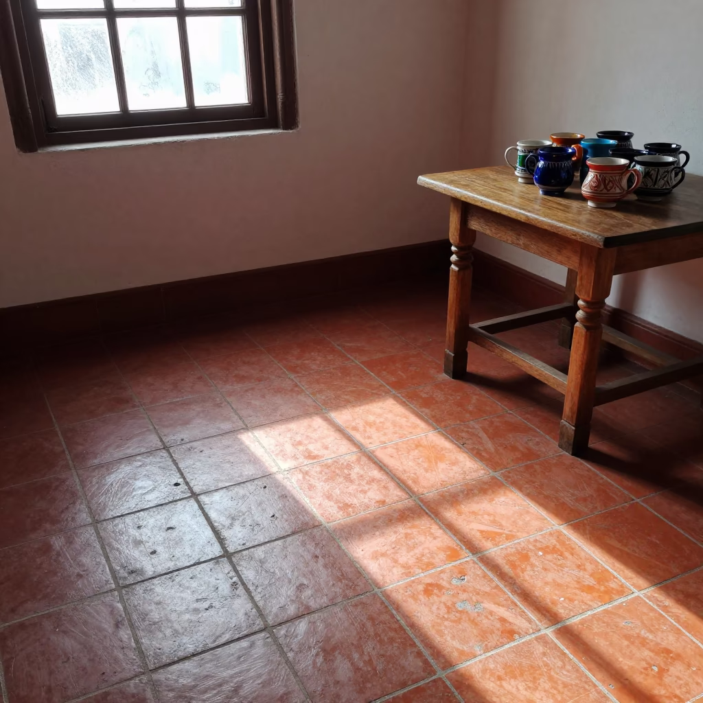 Floor Tiles in Mexico City at As First Light Reaches The Scene in in Mexico City, Mexico