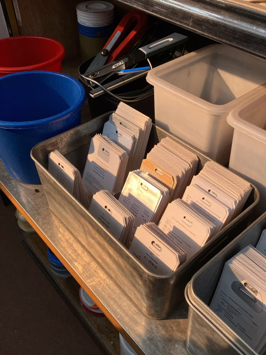 Floral Price Cards in Nairobi Store Before Dusk in inside a storefront prepared for opening near Nairobi