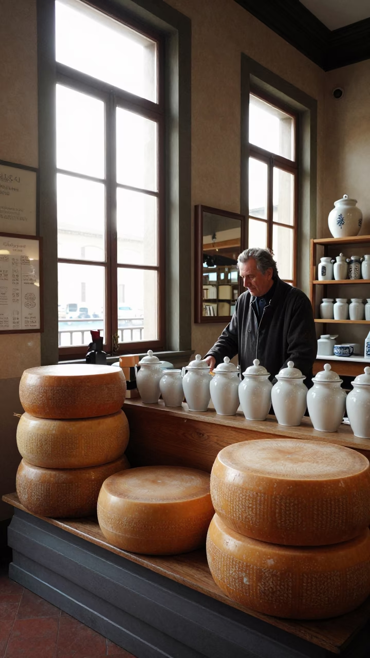 Florence Cheese Wheels And Porcelain Jars in in Florence, Italy