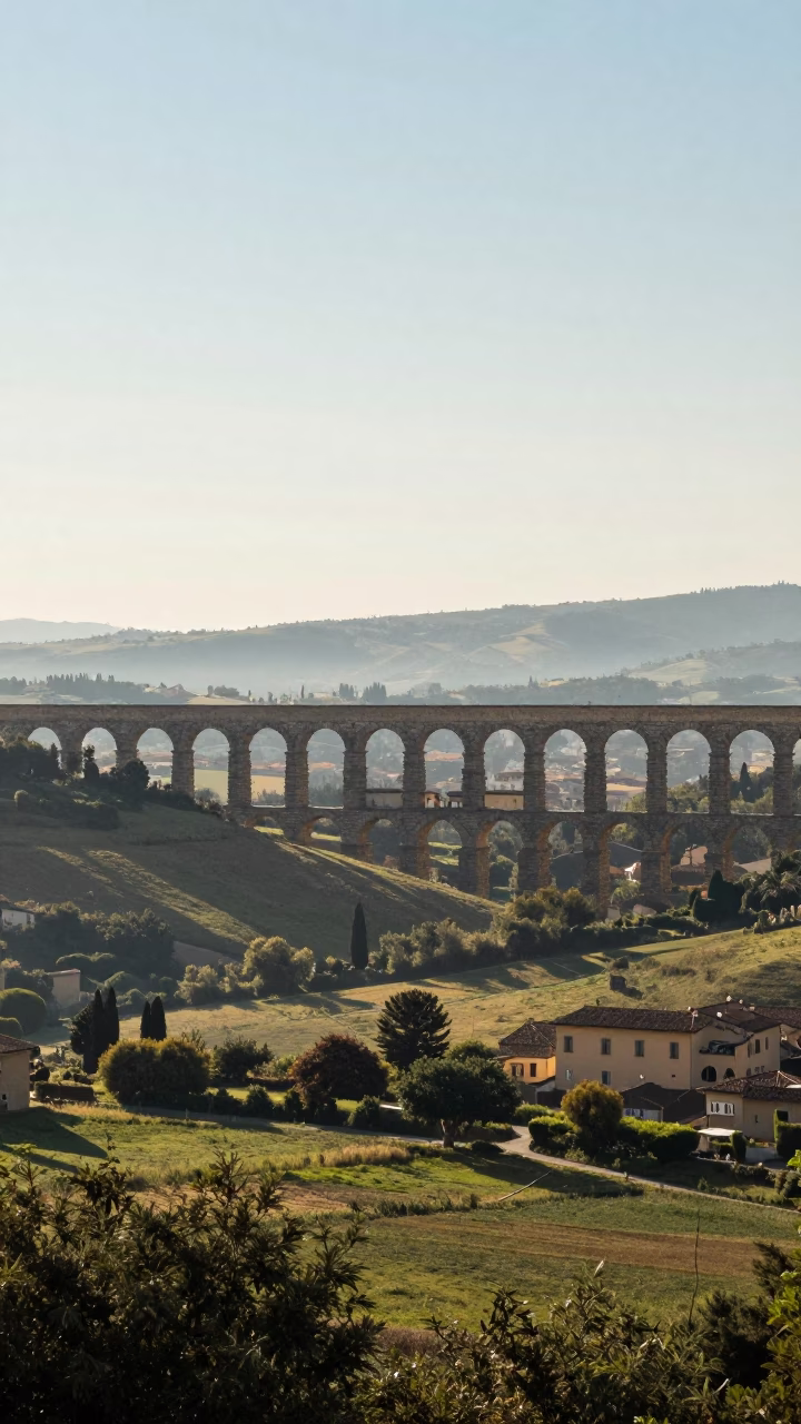 Florence Italy Late Afternoon Light Aqueduct Haze and Stone Bridge Details in in Florence, Italy