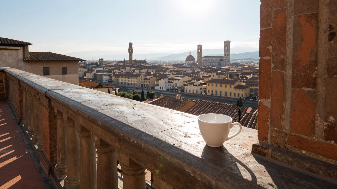 Florence Morning Sunlight at The Late Morning Light in in Florence, Italy