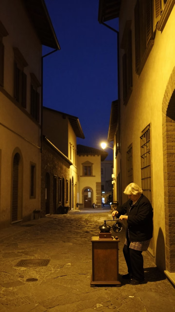 Florence Night Scene at The Deepest Night Sky Light in in Florence, Italy