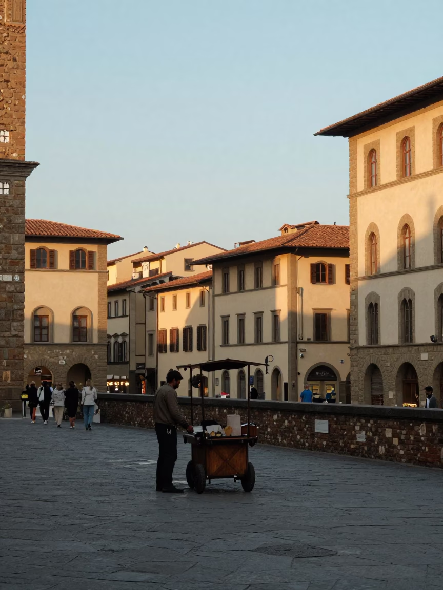 Florence Street Scene at First Light Of Dawn in in Florence, Italy