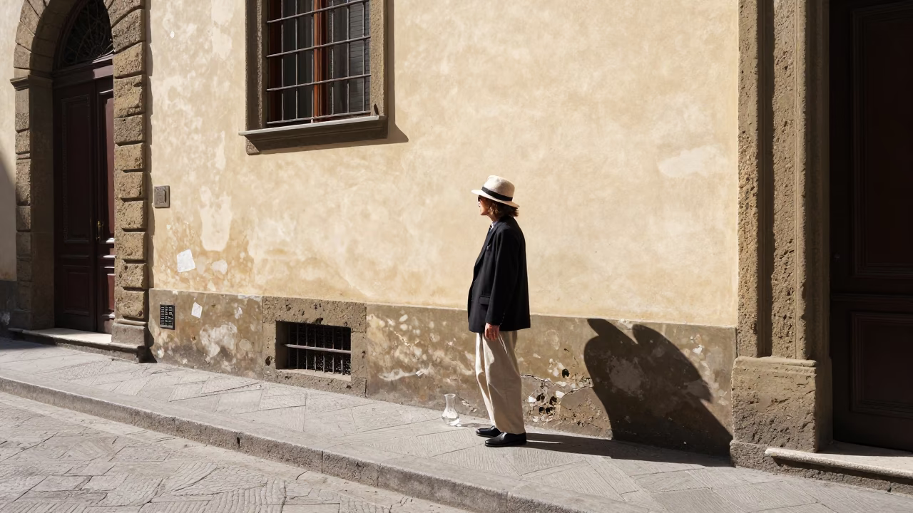 Florence Street Scene at Flat Noon Light in in Florence, Italy