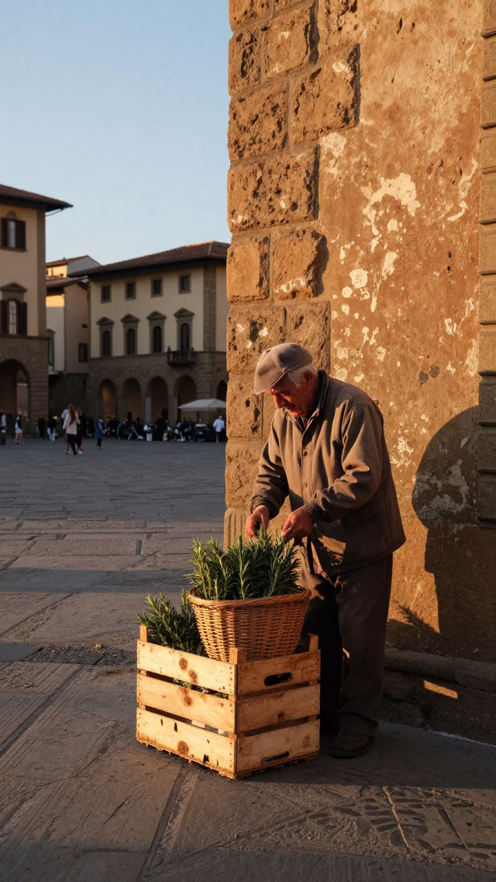 Florence Street Scene at Golden Hour in in Florence, Italy