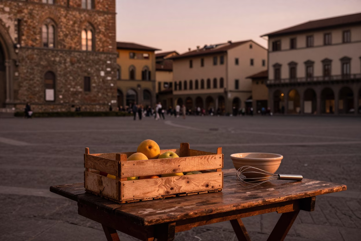 Florence Toned Dusk at Copper-toned Light Before Dusk in in Florence, Italy