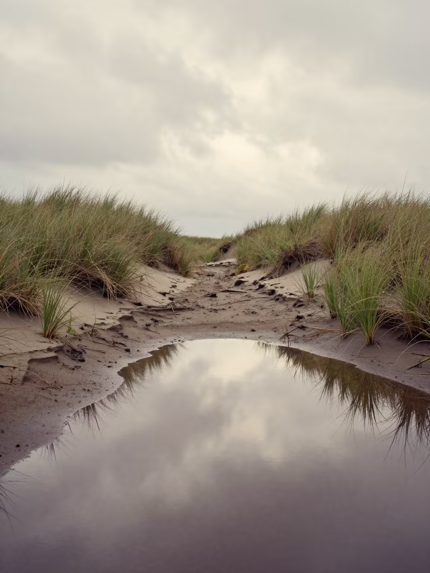 Florida Dune Sea Grass Floodplain After Rain in across a floodplain after rain in Florida