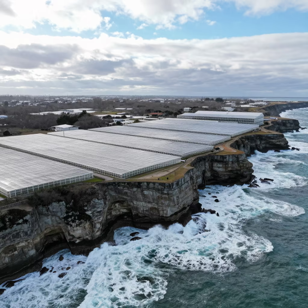 Florida Greenhouse Grids Under Sea Cliffs in high over greenhouse grids in Florida