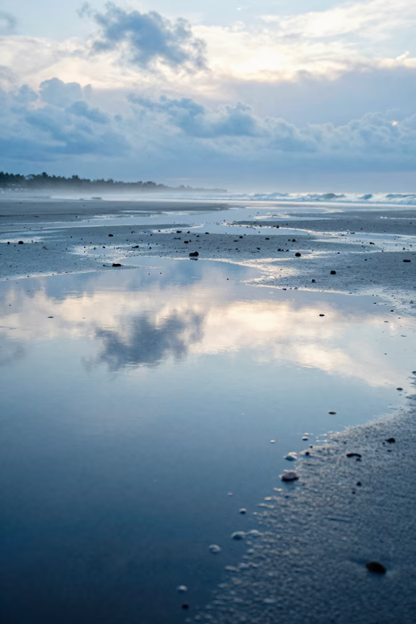 Florida Tide Pools Under Early Morning Silver Dawn in in Florida