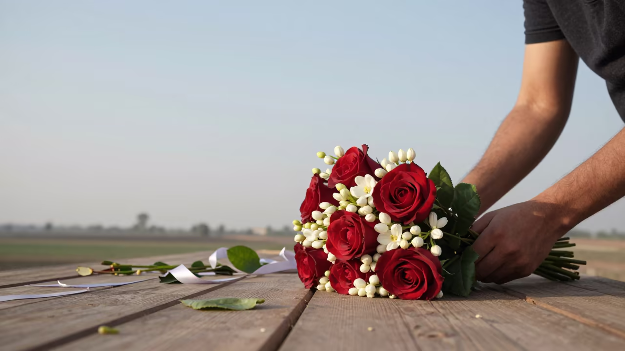 Florist Arranging Wedding Bouquet Lahore Dawn in near Lahore